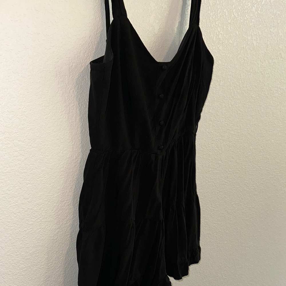 Francesca's Collections Black Button-Front Romper